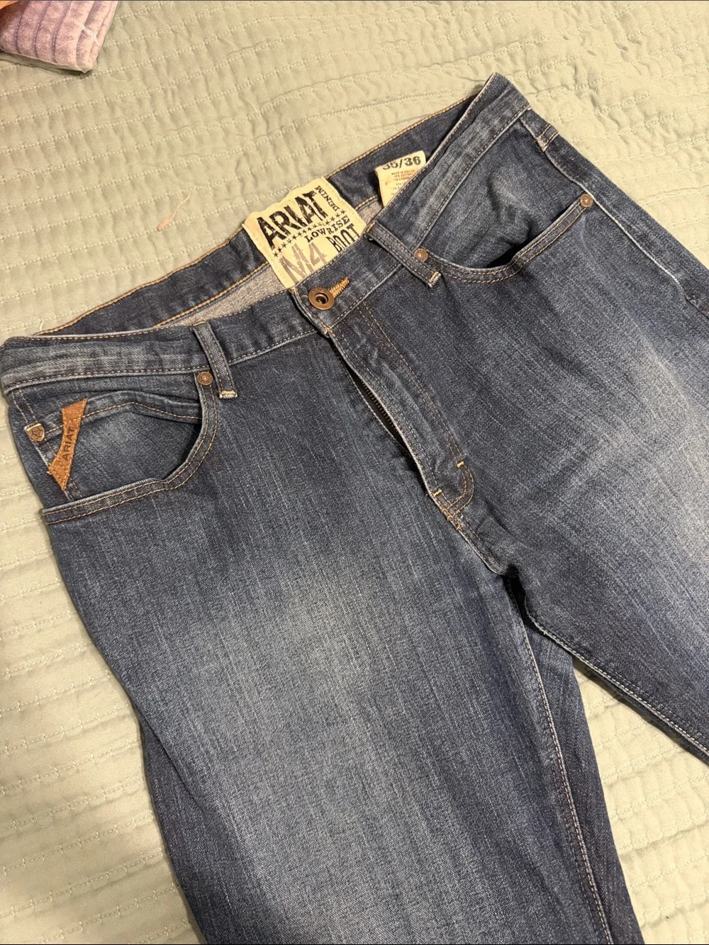 Ariat Men's M4 LowRise Boot Cut Mid/Dark Blue Jeans